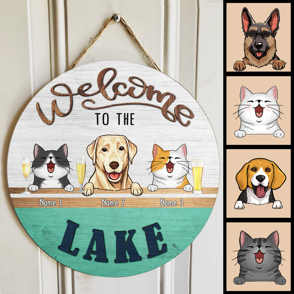 Pawzity Custom Wooden Signs, Gifts For Pet Lovers, Welcome To The Lake Personalized Wood Sign
