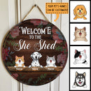 Pawzity Custom Wooden Signs, Gifts For Pet Lovers, Welcome To The She Shed Flower Vintage Signs