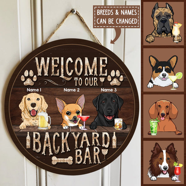 Pawzity Backyard Signs, Gifts For Dog Lovers, Welcome To Our Backyard Bar Custom Wooden Signs , Dog Mom Gifts