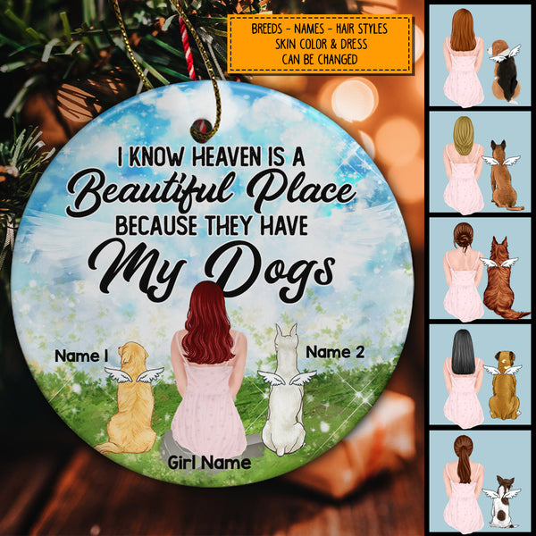 I Know Heaven Is A Beautiful Place Circle Ceramic Ornament - Personalized Cat Lovers Decorative Christmas Ornament