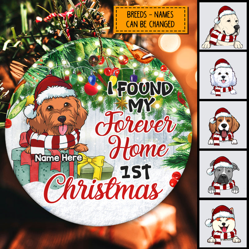 I Found My Forever Home 1st Christmas, Xmas Tree Bauble, Personalized Christmas Dog Breed Ornament
