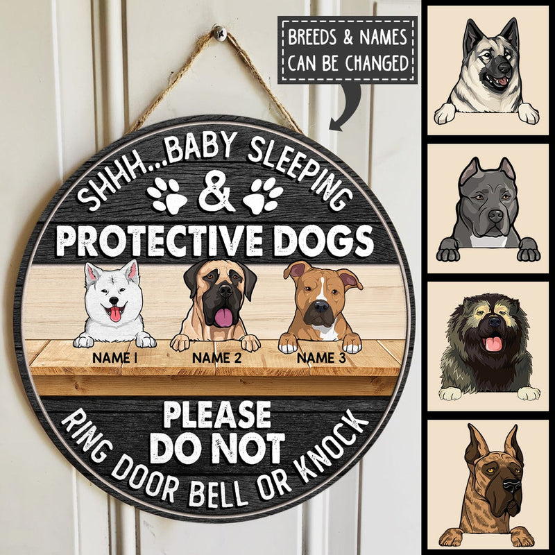 Pawzity Welcome Door Signs, Gifts For Dog Lovers, Baby Sleeping Protective Dog Please Do Not Ring Door Bell Or Knock , Dog Mom Gifts