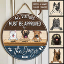 Pawzity Welcome Door Signs, Gifts For Dog Lovers, All Visitors Must Be Approved By The Dog Brown & Dark Blue Funny Signs , Dog Mom Gifts