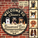 Pawzity Bar Signs, Gifts For Dog Lovers, Welcome To My Basement Bar Cold Beer Good Wine Great Times Custom Wooden Signs , Dog Mom Gifts