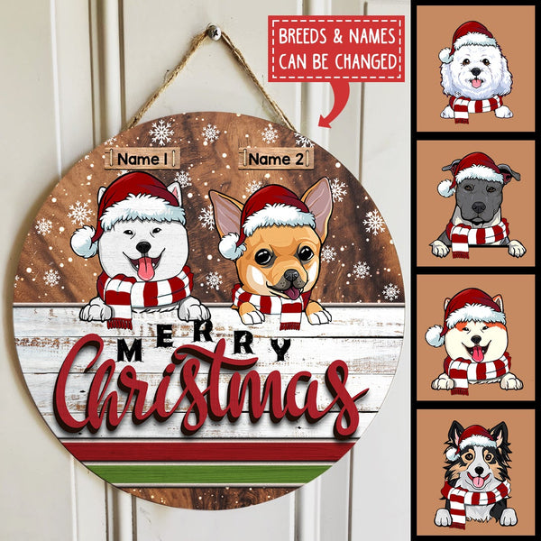 Christmas Door Decorations, Gifts For Dog Lovers, Merry Christmas Dark Pale Wooden Custom Wooden Signs , Dog Mom Gifts