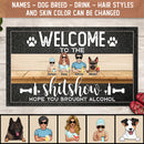Pawzity Welcome To The Shitshow Personalized Doormat, Gifts For Dog Lovers, Cool Family & Dogs Front Door Mat