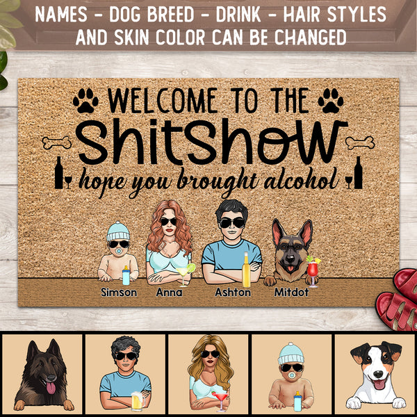Pawzity Welcome To The Shitshow Custom Doormat, Gifts For Dog Lovers, Cool Family & Dogs Front Door Mat
