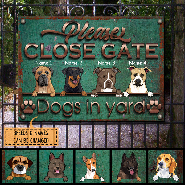 Pawzity Warning Metal Yard Sign, Gifts For Dog Lovers, Please Close Gate Dogs In Yard Vintage Signs