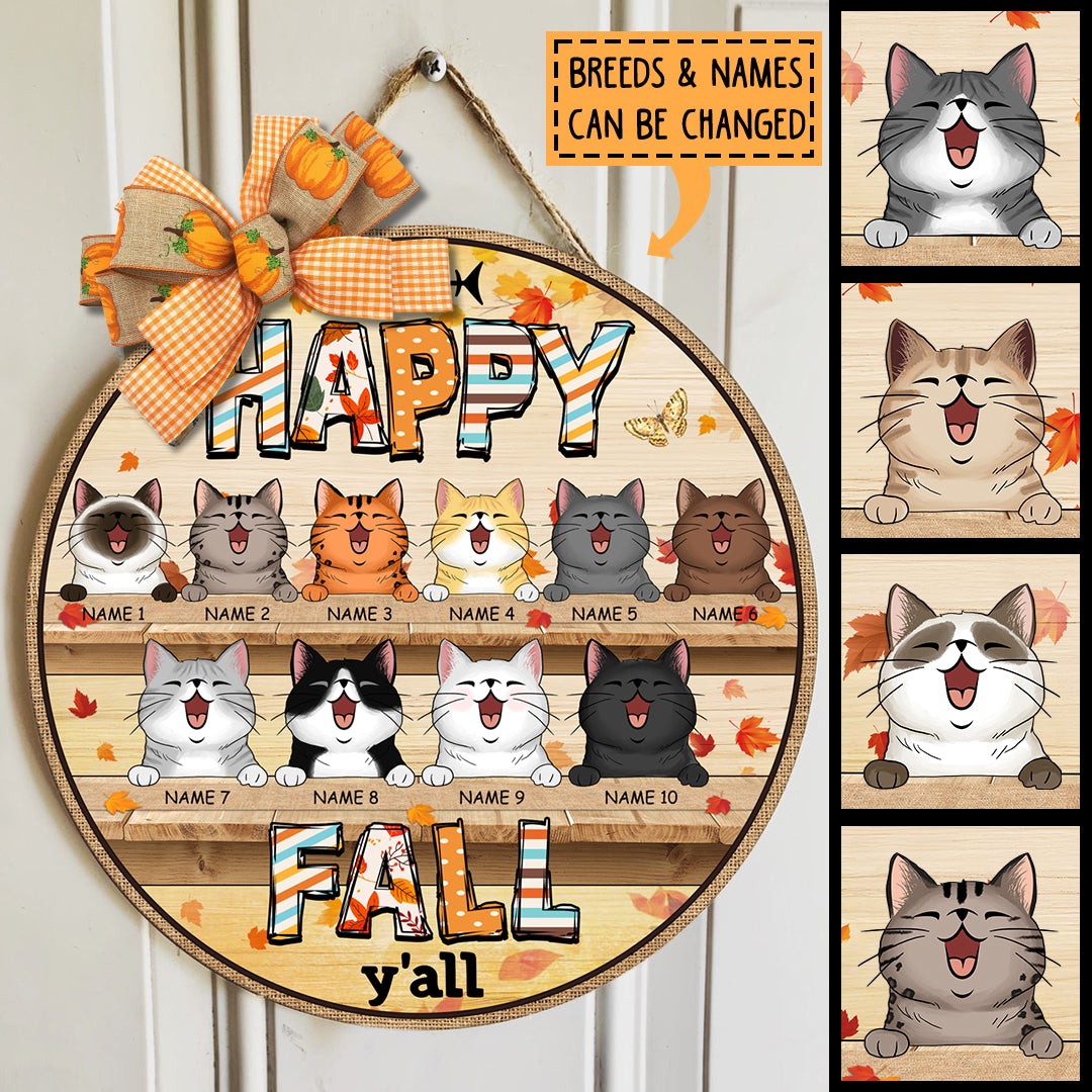 Pawzity Fall Welcome Door Signs, Fall Gifts For Cats Lovers, Hello Fal