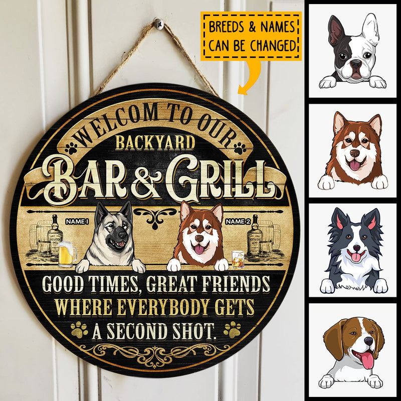 Pawzity Welcome To Our Backyard Bar & Grill Custom Wooden Signs, Gifts For Dog Lovers, Good Times Great Friends , Dog Mom Gifts