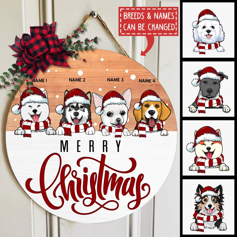 Christmas Dog Welcome Door Sign, Gift For Dog Lovers, Light Brown & White, Personalized Housewarming Gifts , Dog Mom Gifts