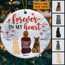 Forever In My Heart Freezing Cold Circle Ceramic Ornament - Personalized Dog Lovers Decorative Christmas Ornament