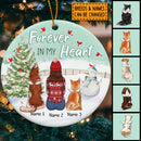 Forever In My Heart Pastel Mint Circle Ceramic Ornament - Personalized Dog Lovers Decorative Christmas Ornament