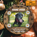 Forever In Our Heart Custom Photo Circle Ceramic Ornament - Personalized Dog Lovers Decorative Christmas Ornament