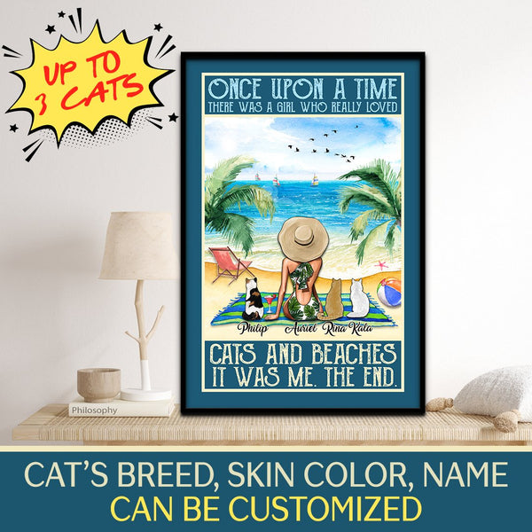 Girl Who Really Loved Cats And Beaches - Personalized Cat Poster