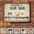 Pawzity Metal Bar Sign, Gifts For Pet Lovers, Beer Wine Shots Every Hour Is Happy Hour Welcome Signs