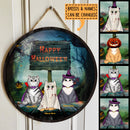 Halloween Welcome Door Signs, Halloween Decorations For Cat Lovers, Happy Halloween Custom Wooden Signs , Cat Mom Gifts