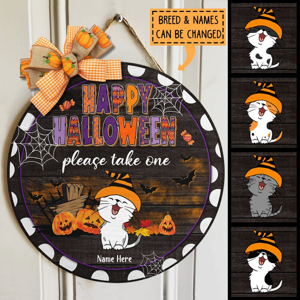 Halloween Welcome Signs For Front Door, Happy Halloween Gifts For Cat Lovers, Please Take One , Cat Mom Gifts