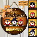 Halloween Welcome Door Signs, Halloween Gifts For Cat Lovers, Golden Custom Wooden Signs , Cat Mom Gifts