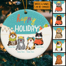 Happy Holiday - Winter Cats On Snow Field - Personalized Cat Christmas Ornament