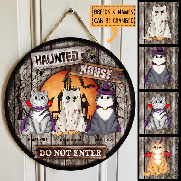 Halloween Do Not Enter Signs, Halloween Decorations For Cat Lovers, Haunted House Welcome Sign For Front Door , Cat Mom Gifts