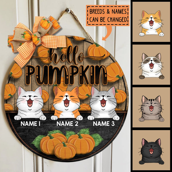 Pawzity Fall Welcome Signs, Fall Gifts For Cat Lovers, Hello Pumpkin Front Door Signs , Cat Mom Gifts