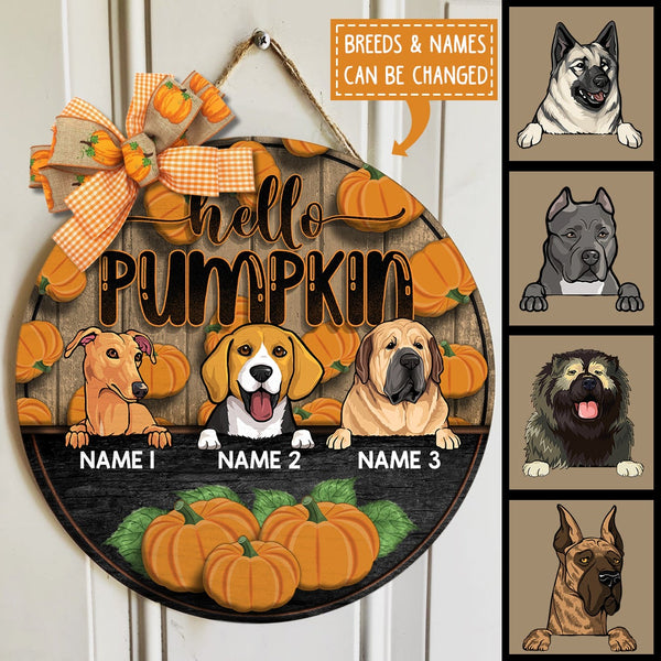 Pawzity Fall Welcome Door Signs, Fall Gifts For Dog Lovers, Hello Pumpkin Custom Wooden Signs , Dog Mom Gifts