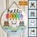 Welcome Summer Sign, Gifts For Cat Lovers, Hello Summer Time, Cat On Float & Ice Cream Personalized Wood Sign , Cat Mom Gifts