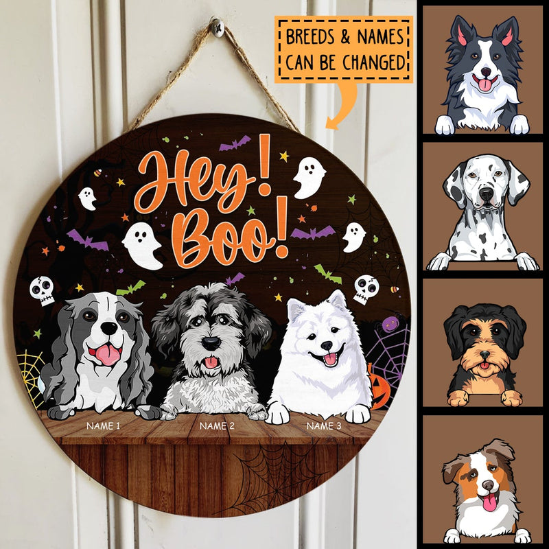 Christmas Welcome Door Signs, Gifts For Dogs Lovers, Hey Boo Custom Wooden Signs , Dog Mom Gifts