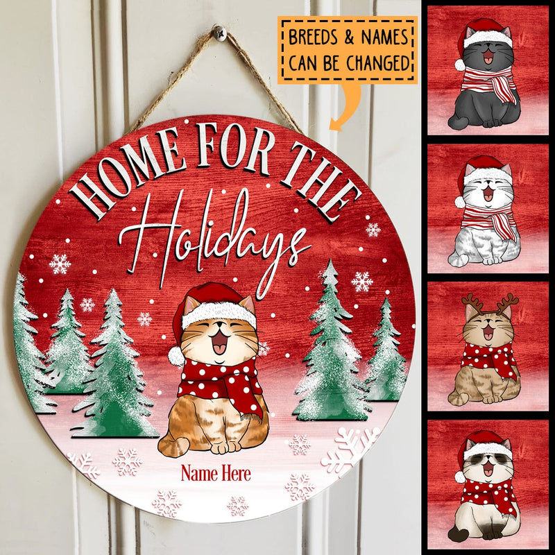 Christmas Door Decorations, Gifts For Dog Lovers, Home For The Holidays Faded Red Wooden Welcome Door Signs , Dog Mom Gifts