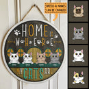 Pawzity Personalized Home Signs, Gifts For Cat Lovers, Home is Where The Cat Are Custom Wood Signs , Cat Mom Gifts