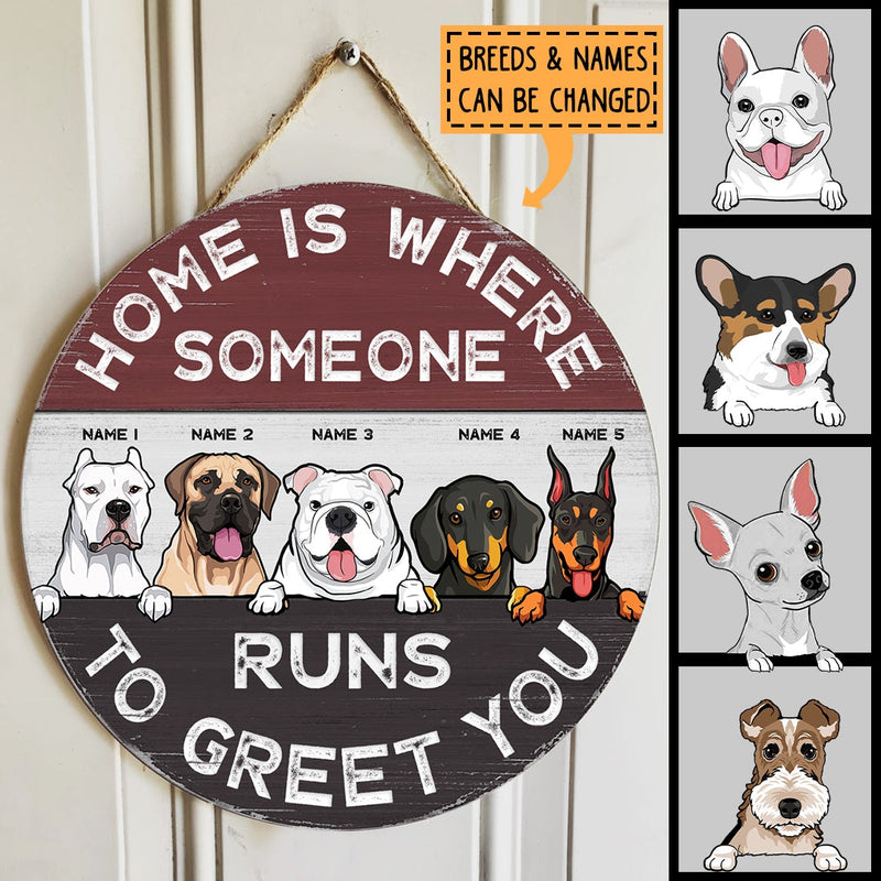 Pawzity Custom Wooden Signs, Gifts For Dog Lovers, Home Is Where Someone Runs To Greet You , Dog Mom Gifts