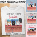 I Just Want To Drink And Chill With My Cats - Personalized Cat T-shirt