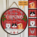 Christmas Welcome It's Beginning To Look A Lot Like Christmas Signs, Gifts For Cat Lovers, Custom Wooden Door Signs , Cat Mom Gifts