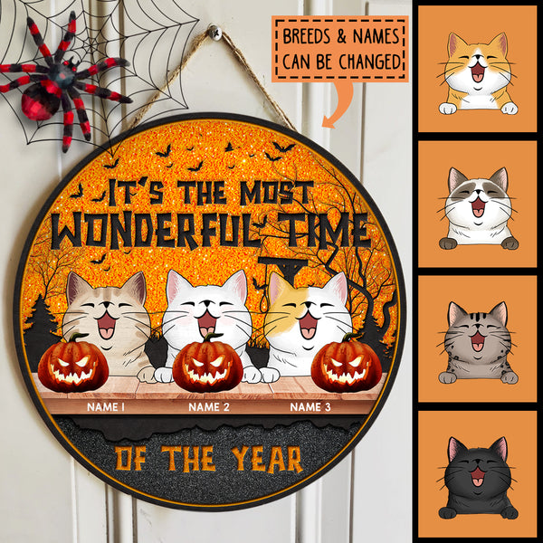 Halloween It's The Most Wonderful Time Of The Year Signs, Gifts For Cats Lovers, Halloween Welcome Sign For Front Door , Cat Mom Gifts
