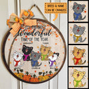 Pawzity Welcome Door Signs, Autumn Custom Wooden Signs, It's The Most Wonderful Time Of The Year