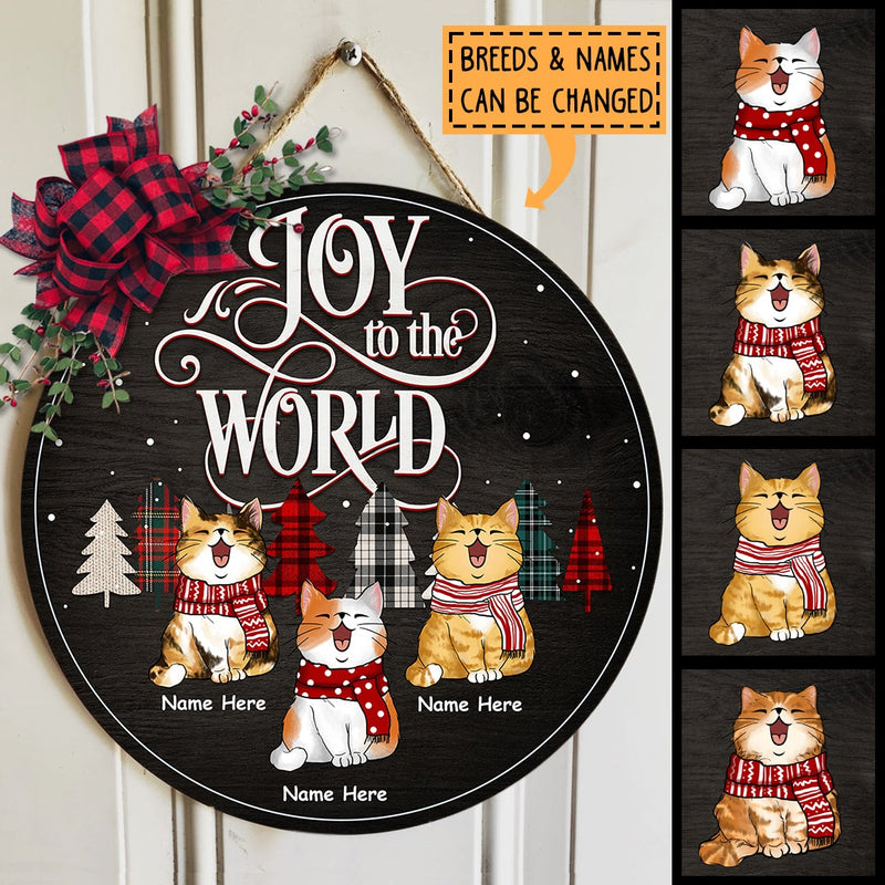 Christmas Door Decorations, Gifts For Cat Lovers, Joy To The World Starry Night Welcome Door Signs , Cat Mom Gifts