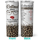 Retired 2022 - Retirement Weekly Schedule - Personalized Custom Tumbler - Retirement Gift For Women