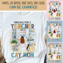 Kinda Busy Being A Teacher And A Cat Mom -Backside Cat - Personalized Cat T-shirt