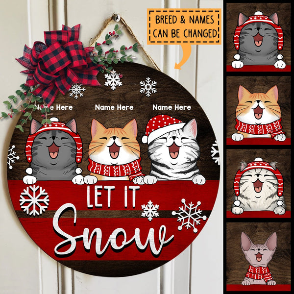 Christmas Welcome Let It Snow Signs, Gifts For Cat Lovers,  Custom Wooden Signs , Cat Mom Gifts