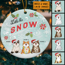 Let It Snow - Pastel Blue - Personalized Cat Christmas Ornament