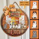 Pawzity Welcome Door Signs, Maple Leaves Custom Wooden Signs, Life Is Better With Cats , Cat Mom Gifts