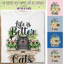 Life Is Better With Cats - Cats At Flower Garden - Personalized Cat T-shirt