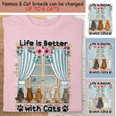 Life Is Better With Cats - Cats Back On Window - Personalized Cat T-shirt