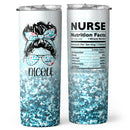 Nurse Nutrition Facts - Glitter Personalized Skinny Tumbler - Gift For Nurse Appreciation Week
