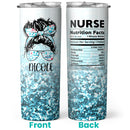 Nurse Nutrition Facts - Glitter Personalized Skinny Tumbler - Gift For Nurse Appreciation Week