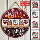Christmas Door Decorations, Gifts For Cat Lovers, We Run On Beer And Christmas Cheer, Black & Red Welcome Door Signs , Cat Mom Gifts