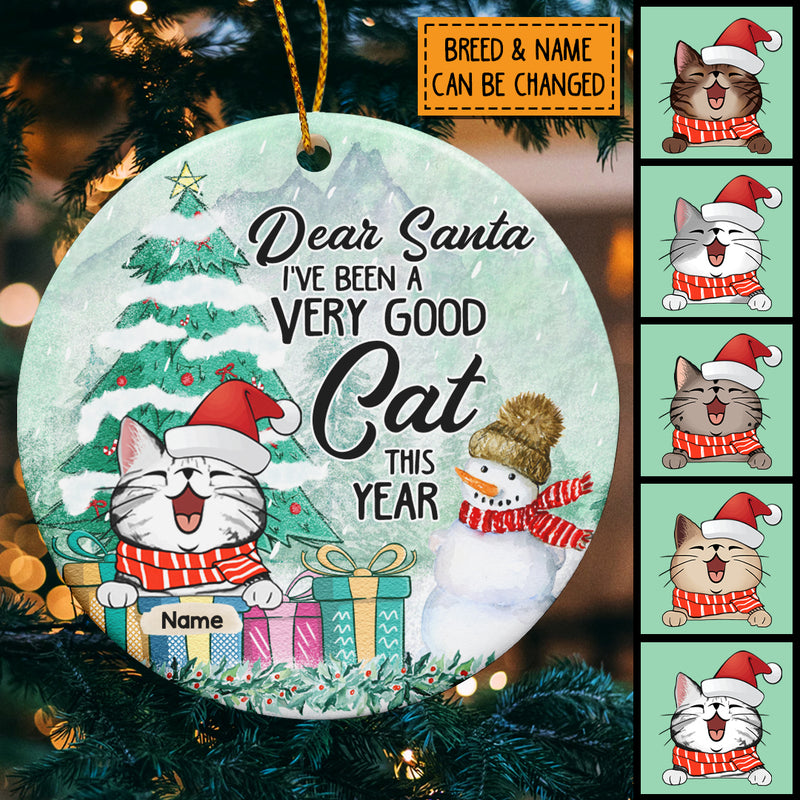Dear Santa We've Been Very Good Cats This Year - Mint Green Christmas Tree - Personalized Cat Christmas Ornament