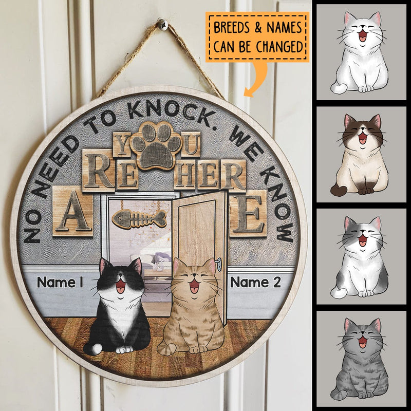 Pawzity Welcome Door Signs, Gifts For Cat Lovers, No Need To Knock We Know You Are Here , Cat Mom Gifts