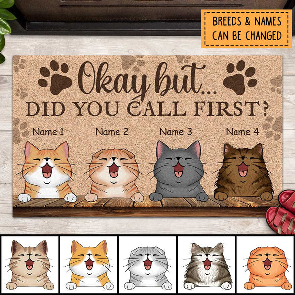 ﻿Pawzity Front Door Mat, Gifts For Cat Lovers, Okay But Did You Call First Personalized Doormat